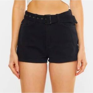Vintage Topshop cotton stretch soft high waist grommet belt shorties shorts